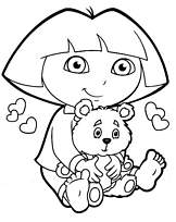 coloriage dora et son nounours